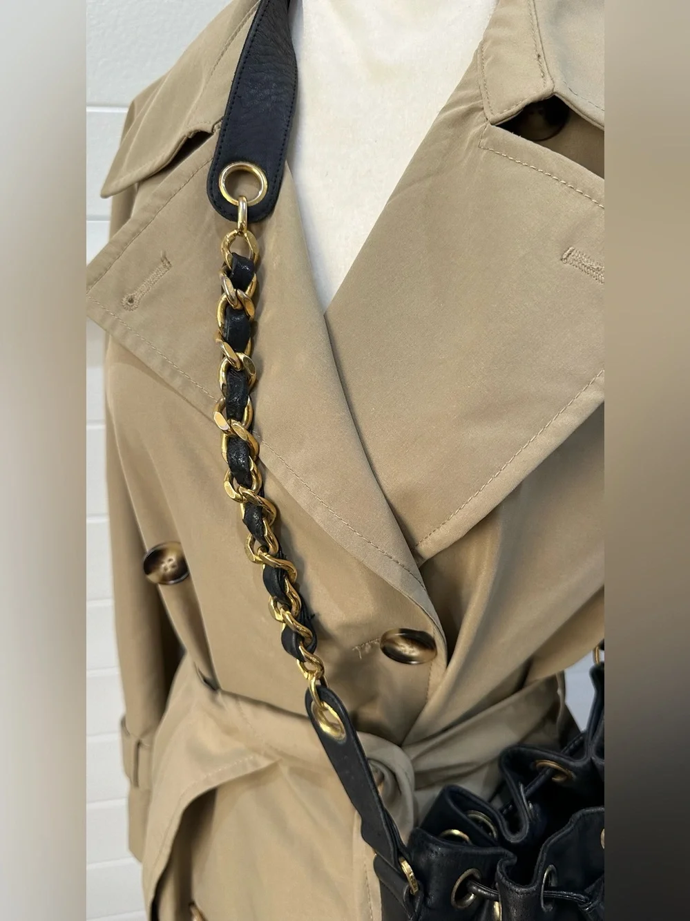 Chanel Vintage Coco Chain Black Leather Shoulder Bucket Bag Authentic